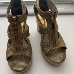 Michael Kors Metallic Woven Wedges